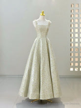 Vintage A line Straps Sequin Satin Long Evening Dress Prom Dresses